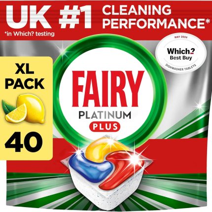 【First Order Discount】Fairy Platinum Plus Dishwasher Tablets – 42 Pack, Lemon, Anti-Dull Technology